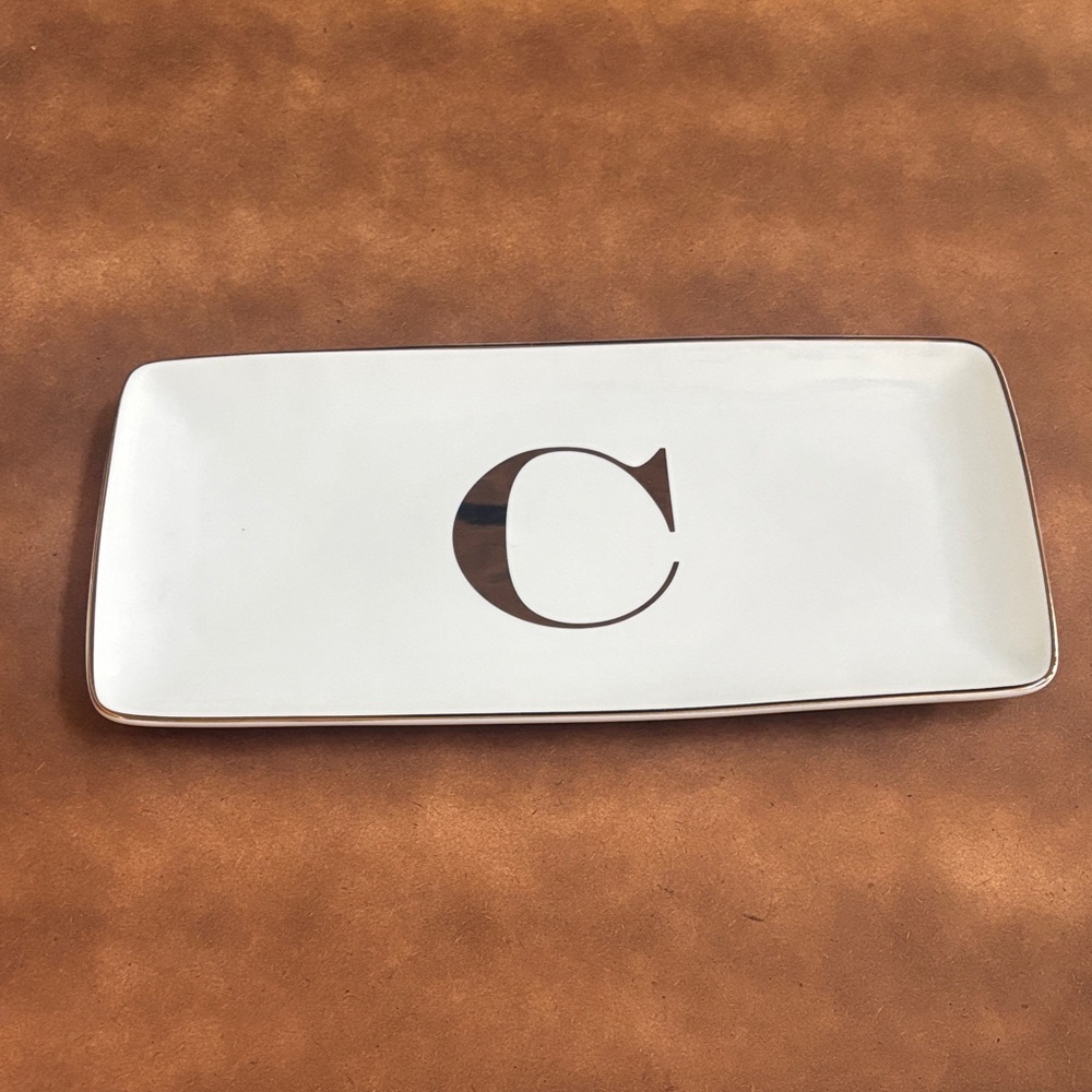 Williams Sonoma Ceramic Rectangular Tray with Letter C
